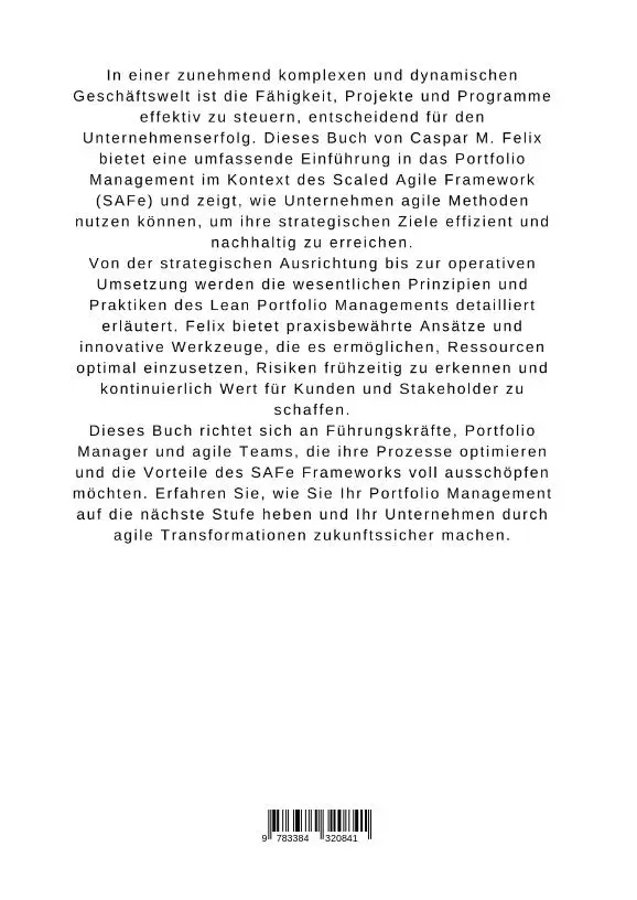 Rückseite: 9783384320841 | Effizientes Portfolio Management im SAFe Framework | Caspar M. Felix