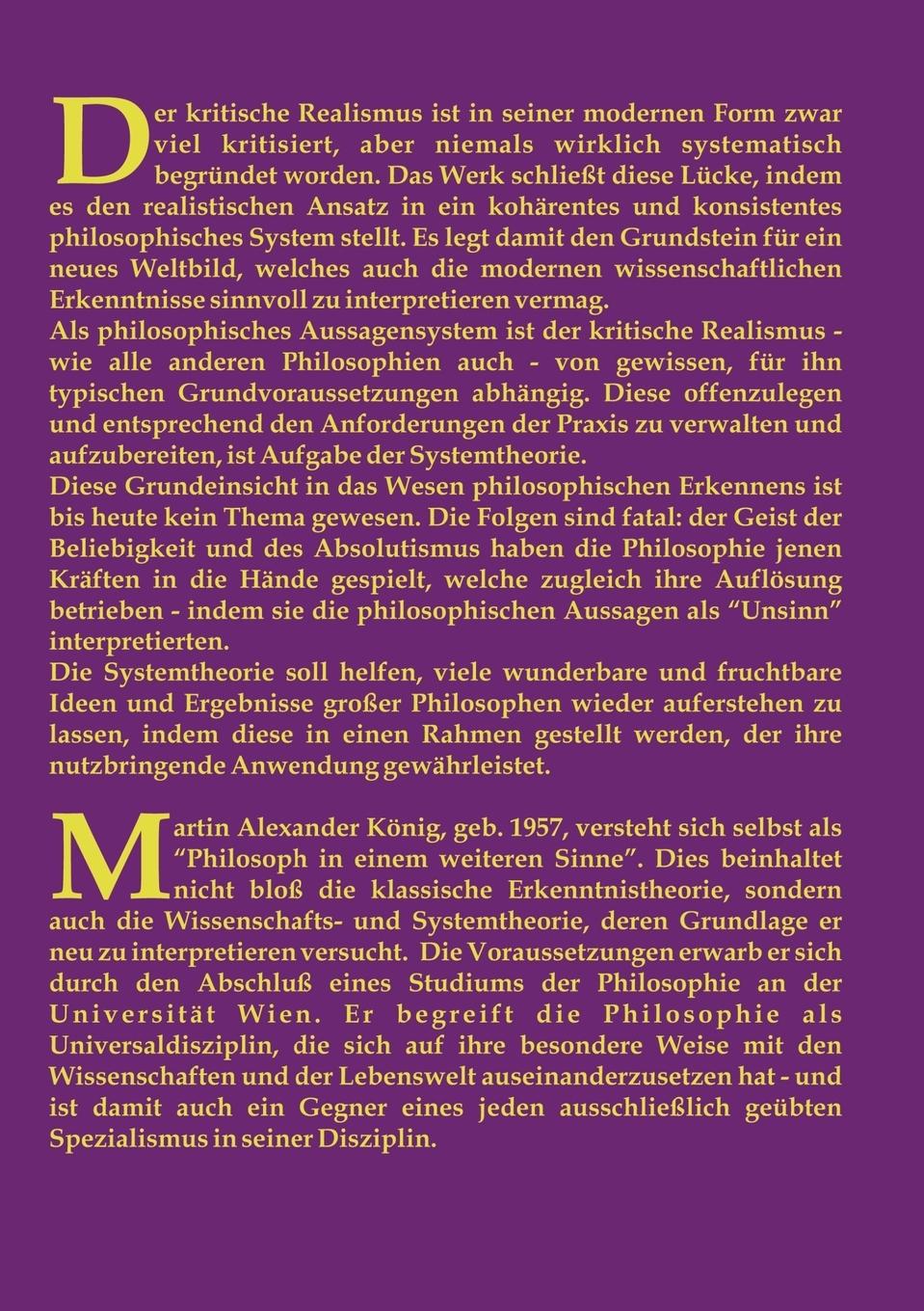 Rückseite: 9783831110841 | Kritischer Realismus und Systemtheorie 1.Auflage | Martin A. König