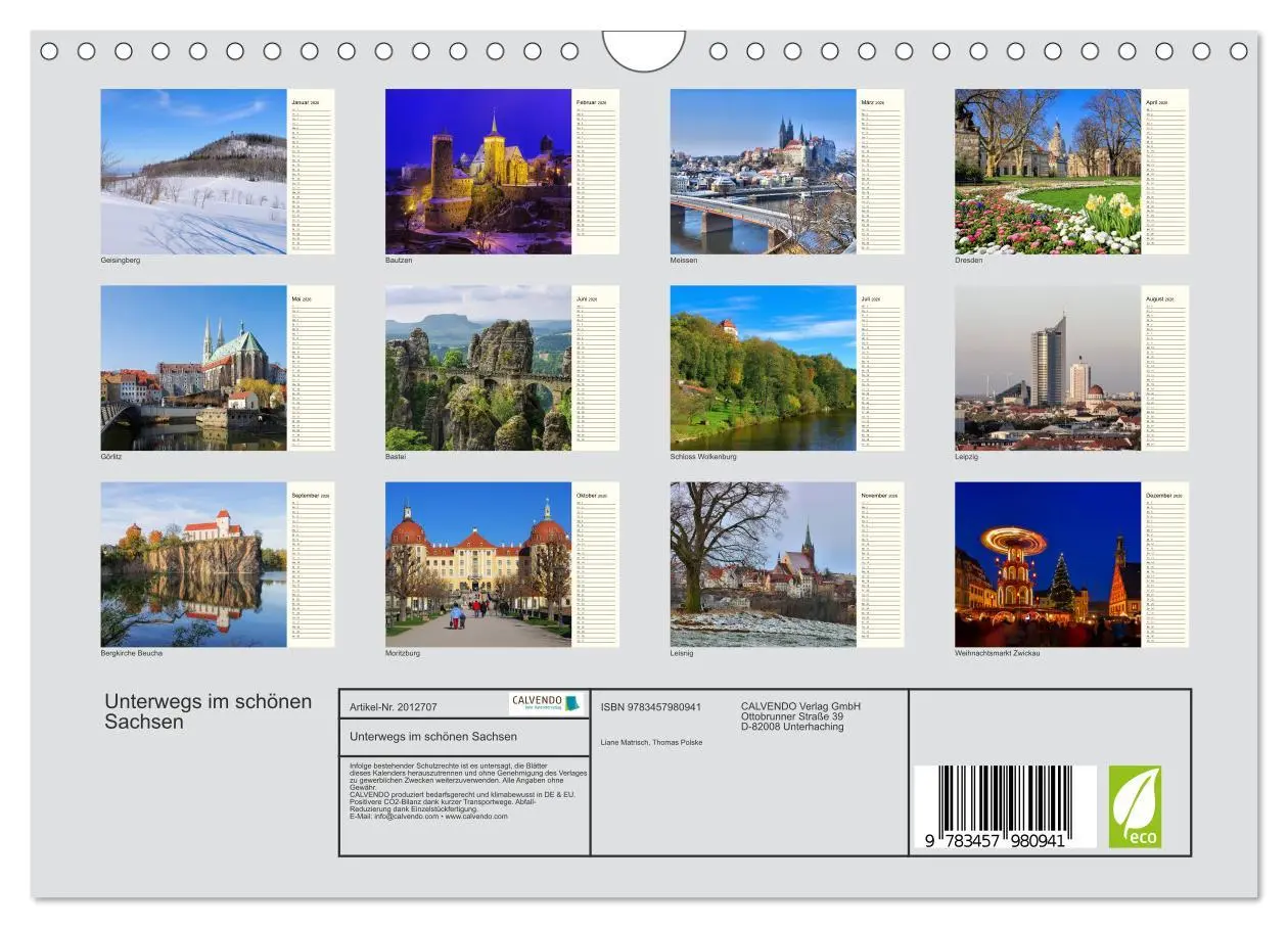 Bild: 9783457980941 | Unterwegs im schönen Sachsen (Wandkalender 2026 DIN A4 quer),...