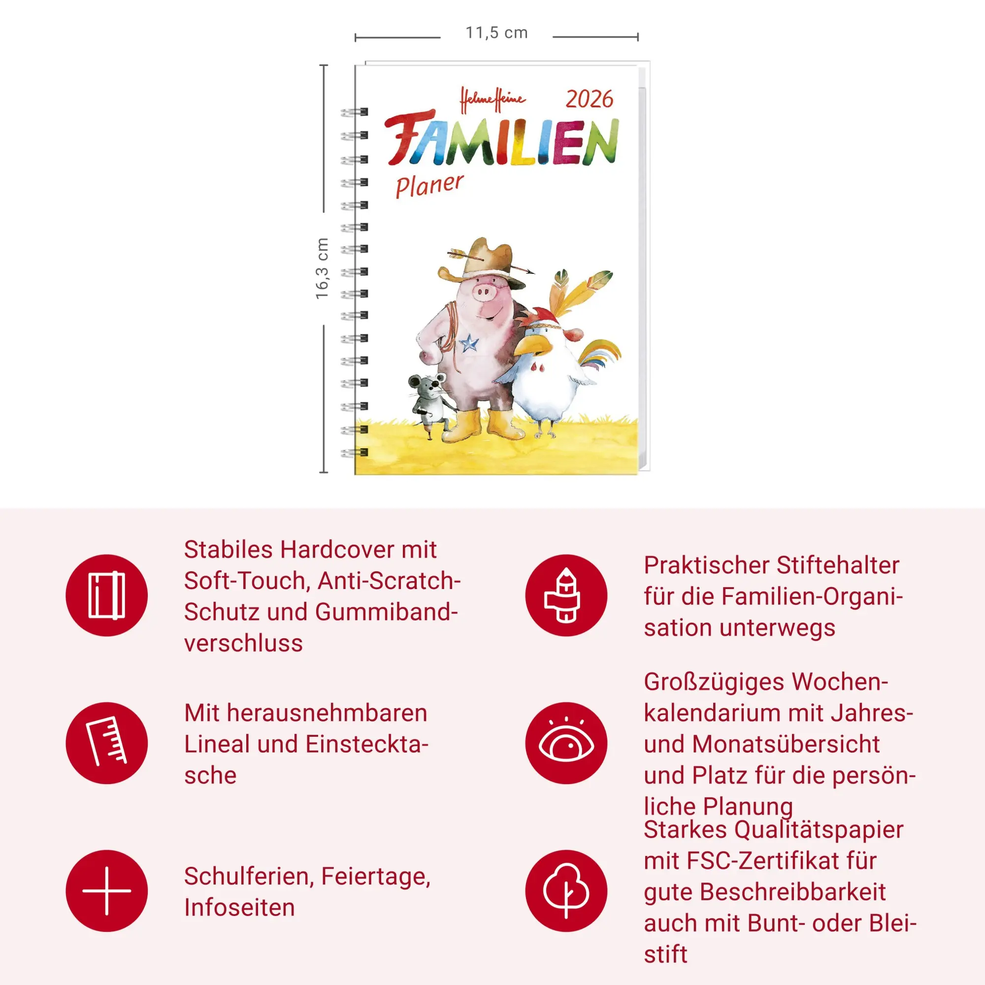 Bild: 9783756410941 | Helme Heine: Familienplaner-Buch A6 2026 | Helme Heine | Taschenbuch