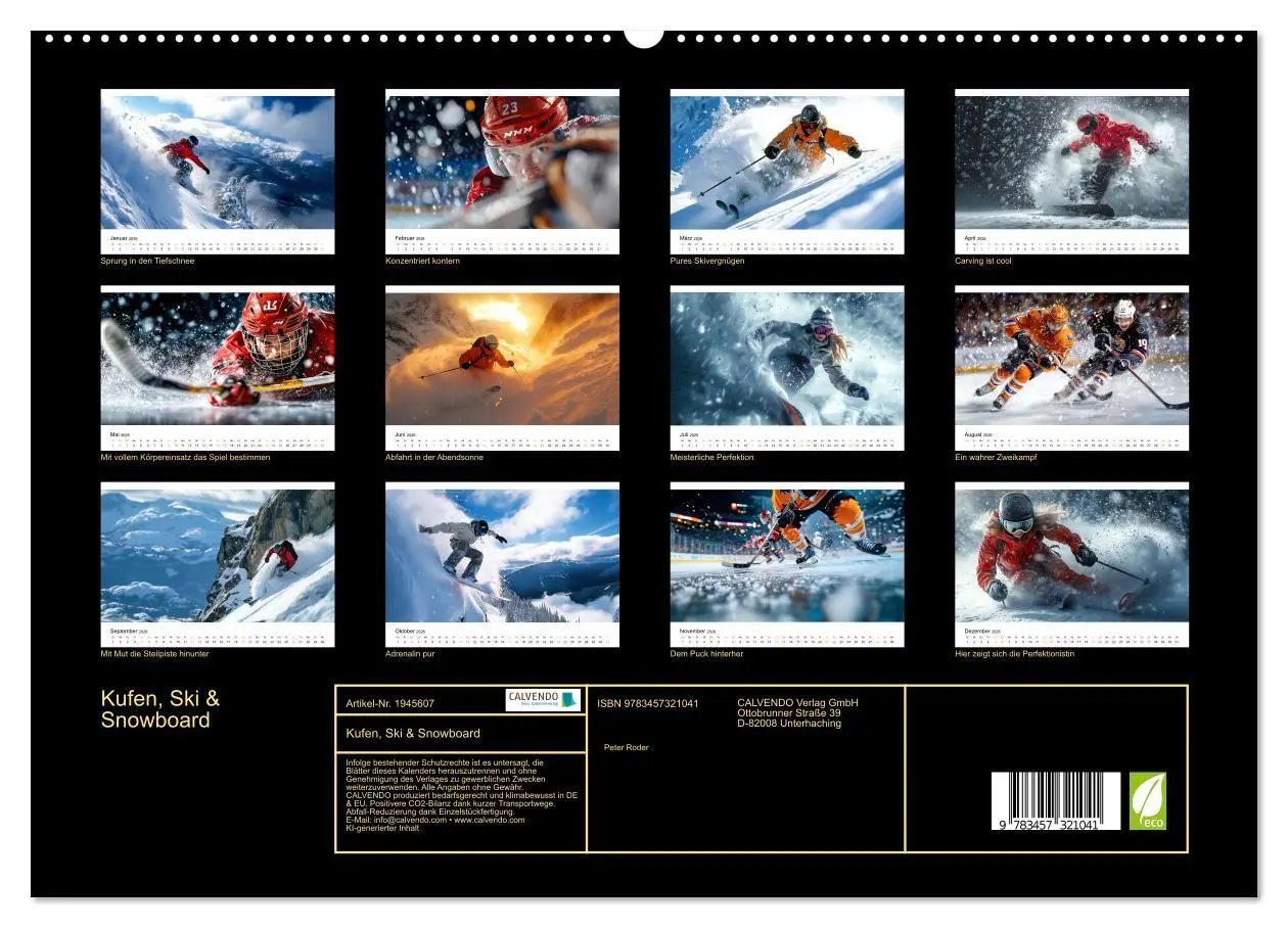 Bild: 9783457321041 | Kufen, Ski &amp; Snowboard (hochwertiger Premium Wandkalender 2026 DIN...
