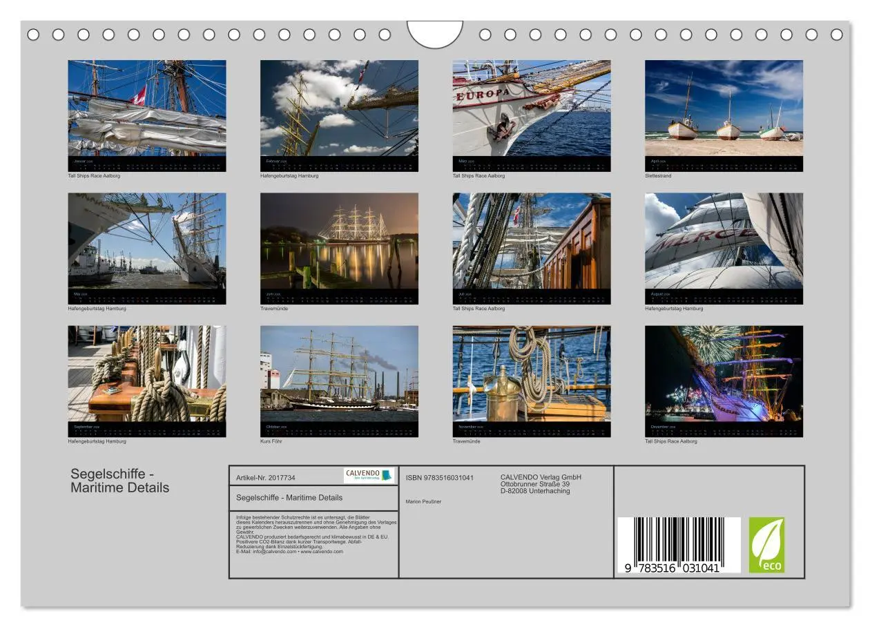 Bild: 9783516031041 | Segelschiffe - Maritime Details (Wandkalender 2026 DIN A4 quer),...