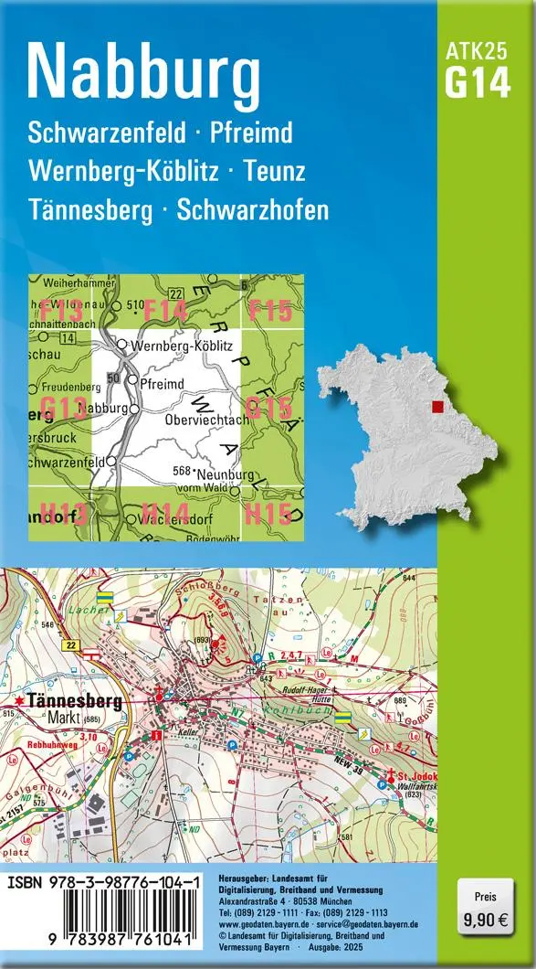 Rückseite: 9783987761041 | ATK25-G14 Nabburg (Amtliche Topographische Karte 1:25000) | Deutsch