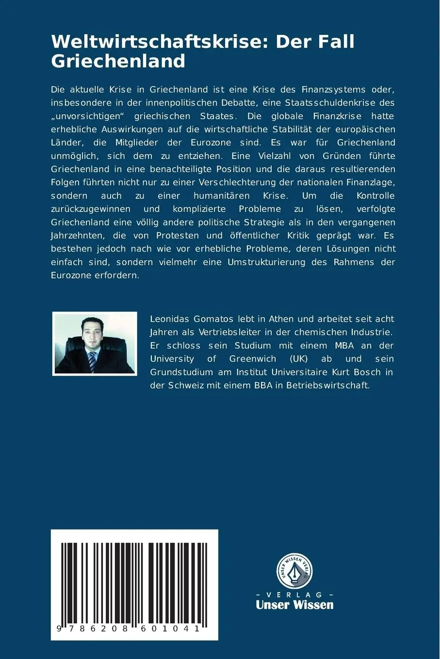 Rückseite: 9786208601041 | Weltwirtschaftskrise: Der Fall Griechenland | Leonidas Gomatos | Buch