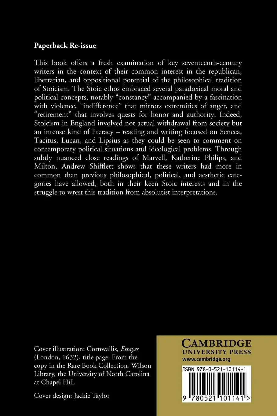 Rückseite: 9780521101141 | Stoicism, Politics and Literature in the Age of Milton | Shifflett
