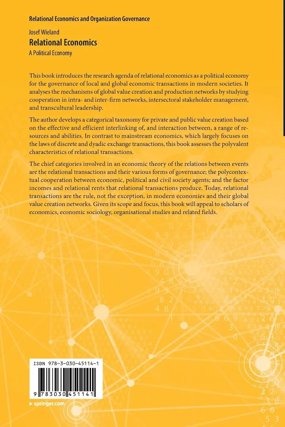 Rückseite: 9783030451141 | Relational Economics | A Political Economy | Josef Wieland | Buch | xi