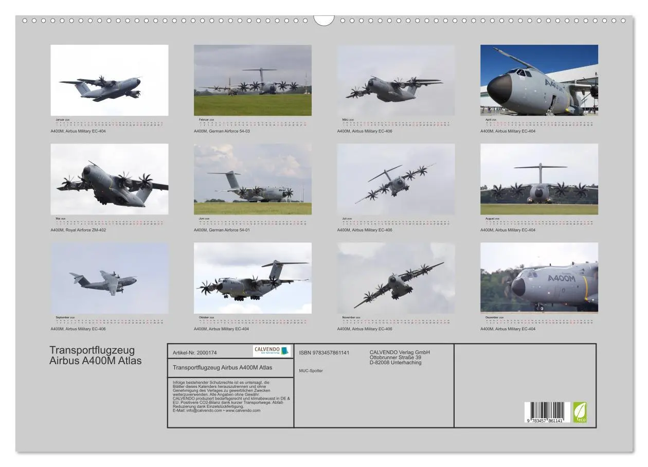 Bild: 9783457861141 | Transportflugzeug Airbus A400M Atlas (Wandkalender 2026 DIN A2...