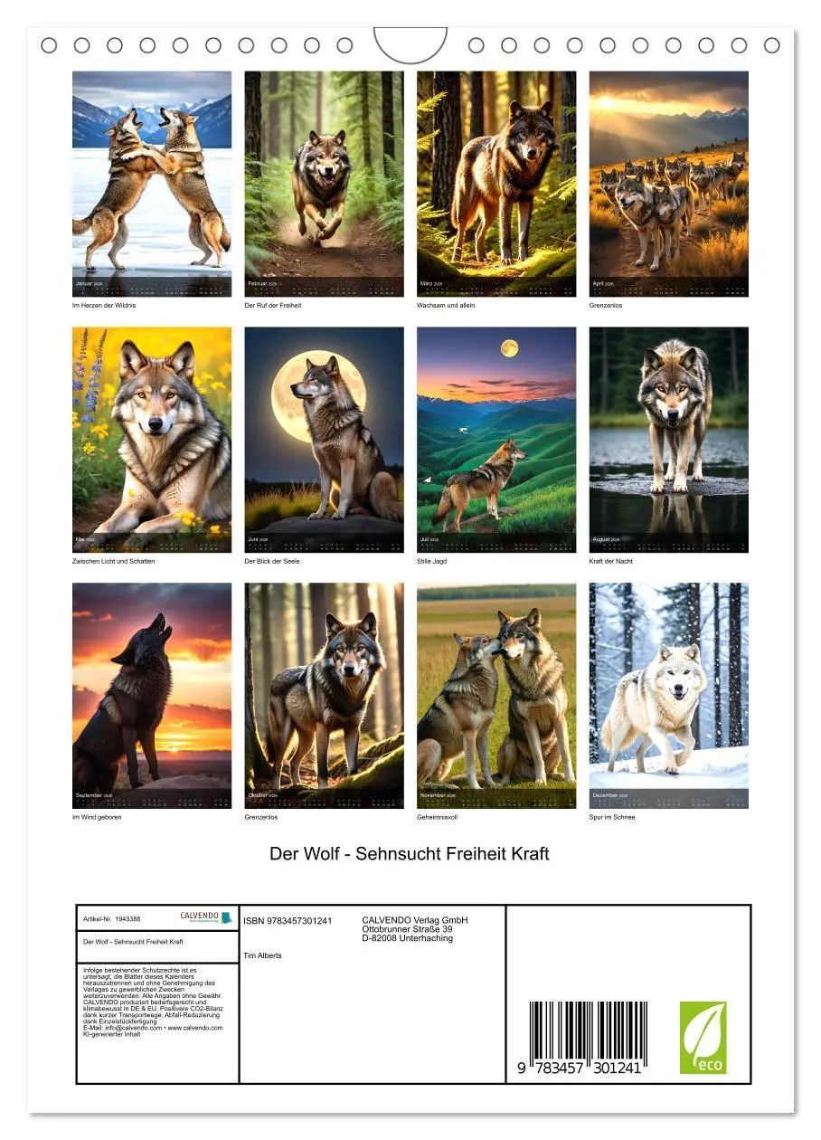 Bild: 9783457301241 | Der Wolf - Sehnsucht Freiheit Kraft (Wandkalender 2026 DIN A4...