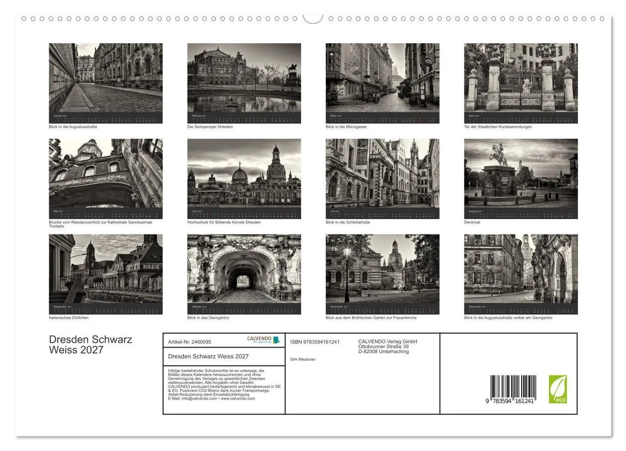 Bild: 9783594161241 | Dresden Schwarz Weiss 2027 (hochwertiger Premium Wandkalender 2027...