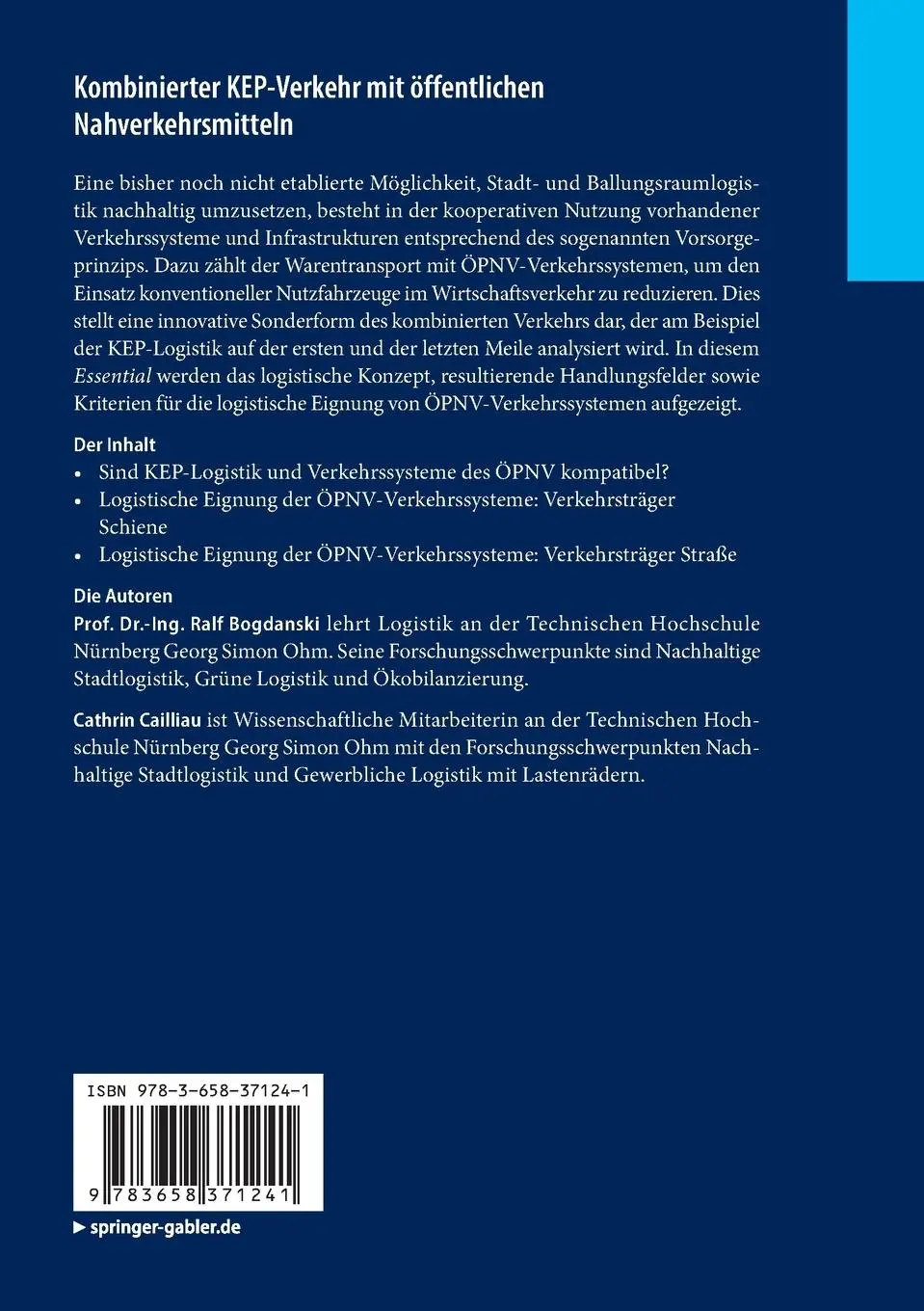 Rückseite: 9783658371241 | Kombinierter KEP-Verkehr mit öffentlichen Nahverkehrsmitteln | Buch