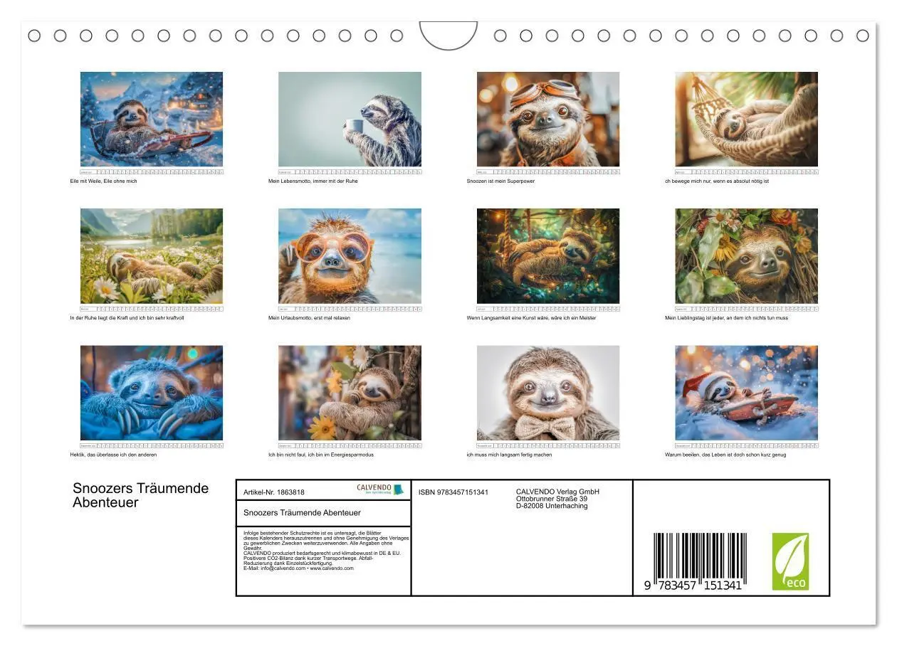 Bild: 9783457151341 | Snoozers Träumende Abenteuer (Wandkalender 2025 DIN A4 quer),...