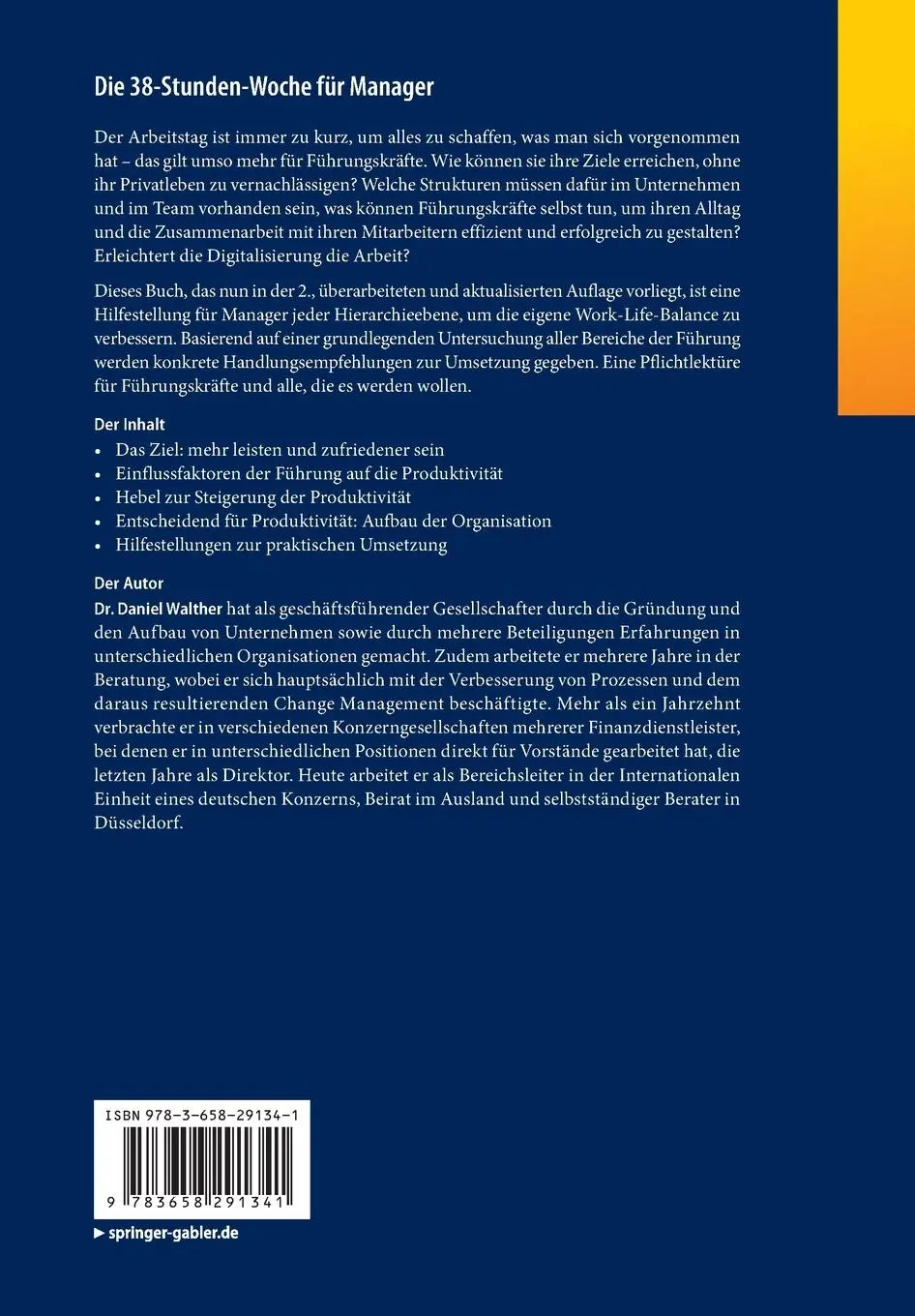 Rückseite: 9783658291341 | Die 38-Stunden-Woche für Manager | Daniel Walther | Taschenbuch | xii
