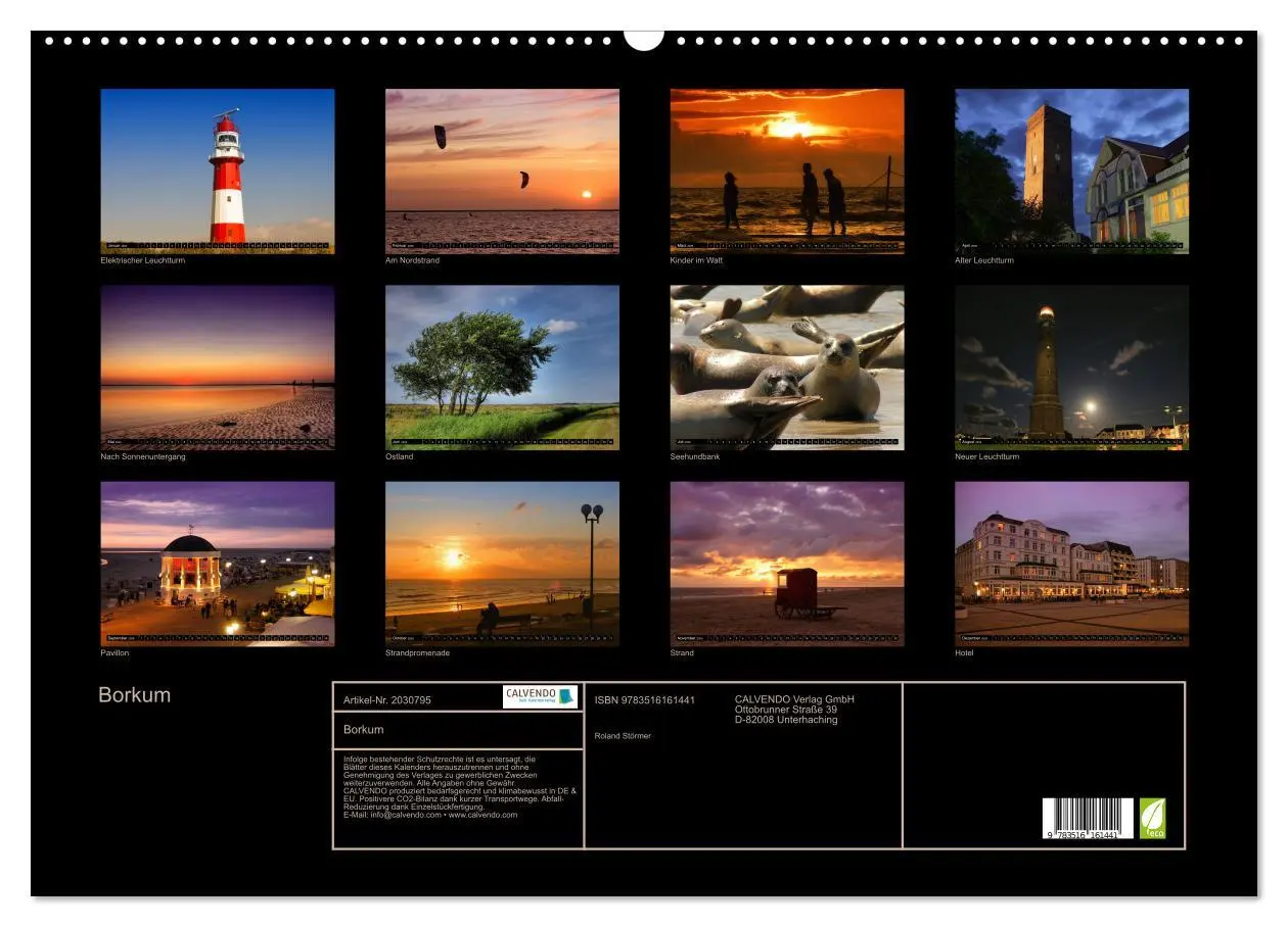 Bild: 9783516161441 | Borkum (Wandkalender 2026 DIN A2 quer), CALVENDO Monatskalender | 2026