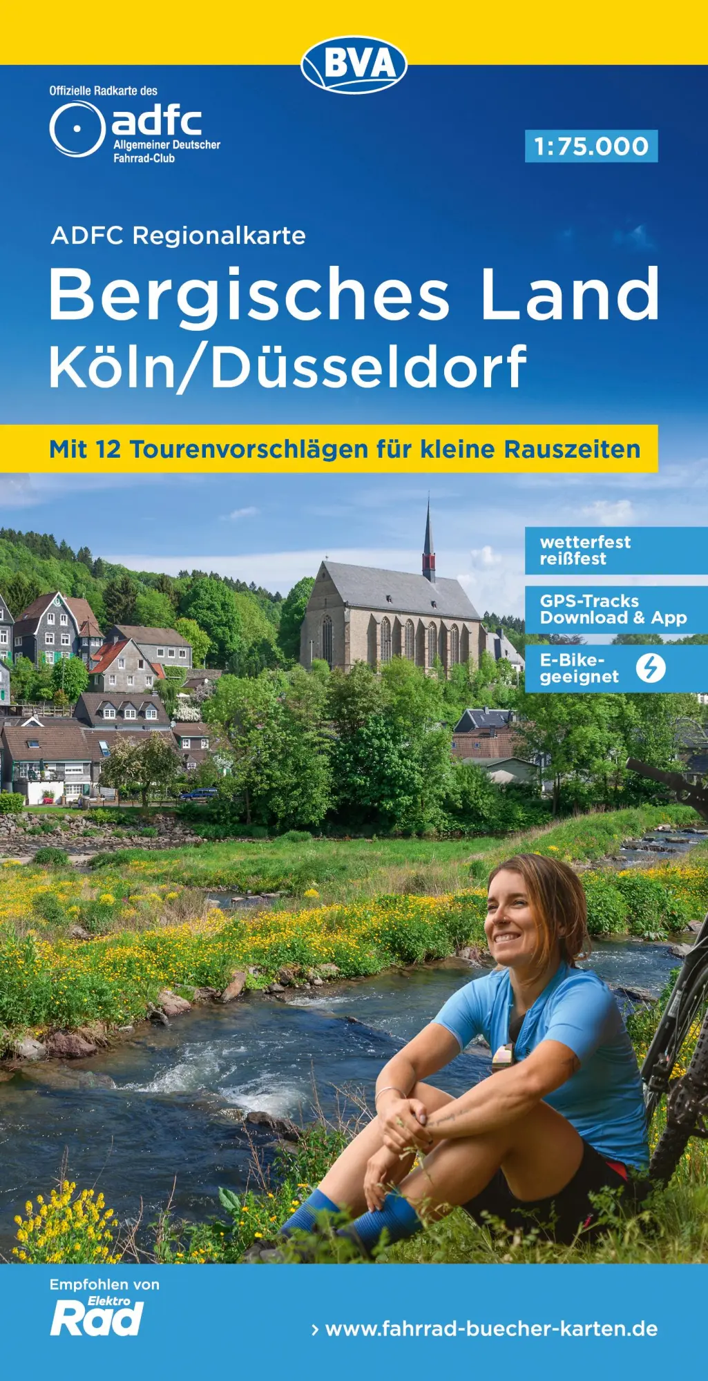 Cover: 9783969901441 | ADFC-Regionalkarte Bergisches Land Köln/Düsseldorf 1:75.000, reiß-...