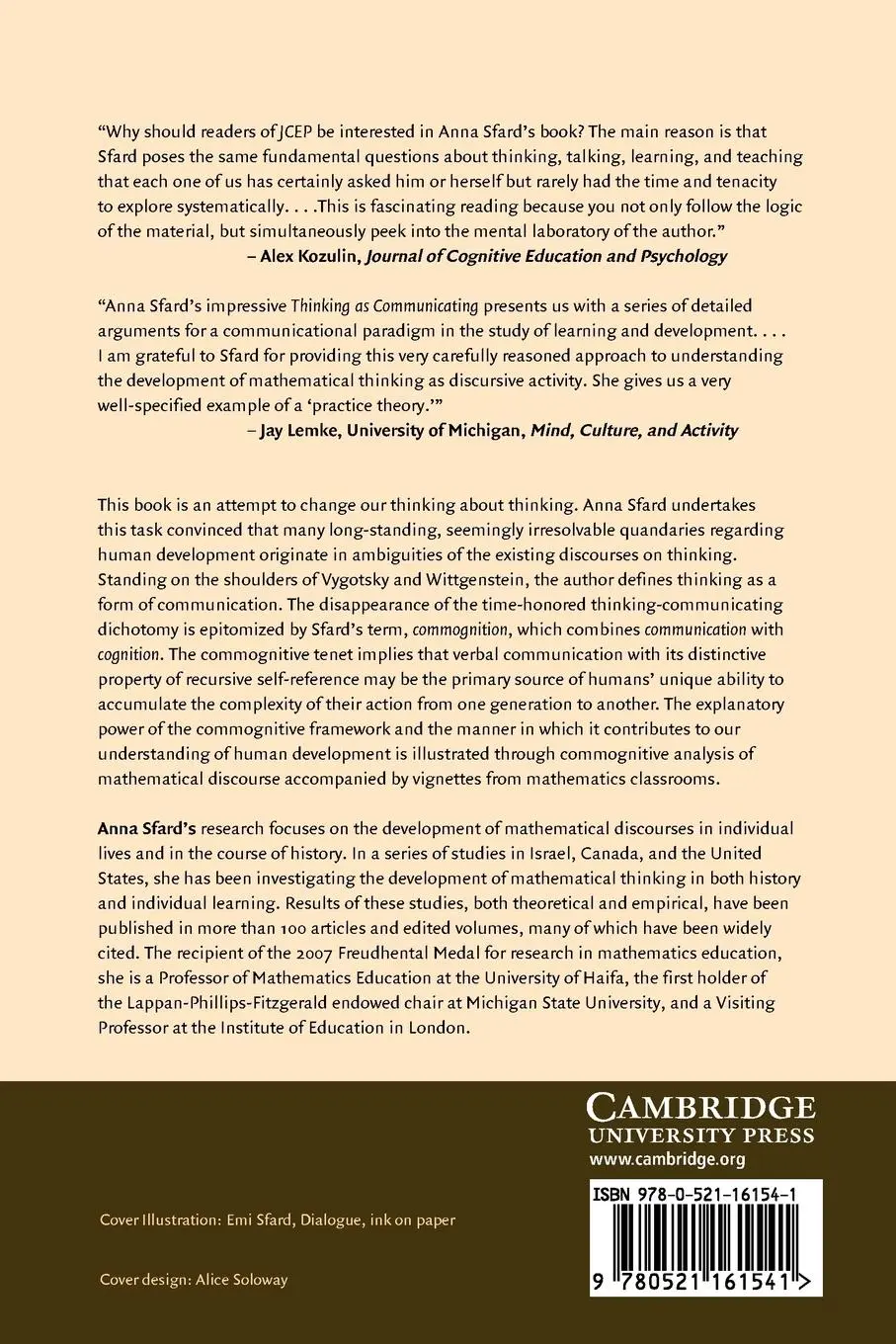 Rückseite: 9780521161541 | Thinking as Communicating | Anna Sfard | Taschenbuch | Englisch | 2010