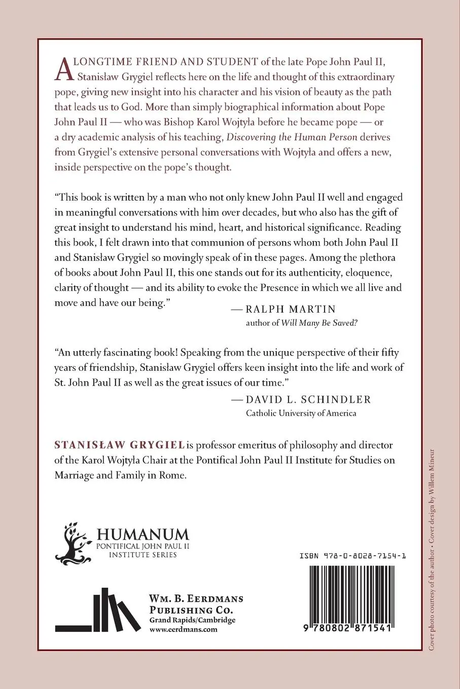 Rückseite: 9780802871541 | Discovering the Human Person | In Conversation with John Paul II
