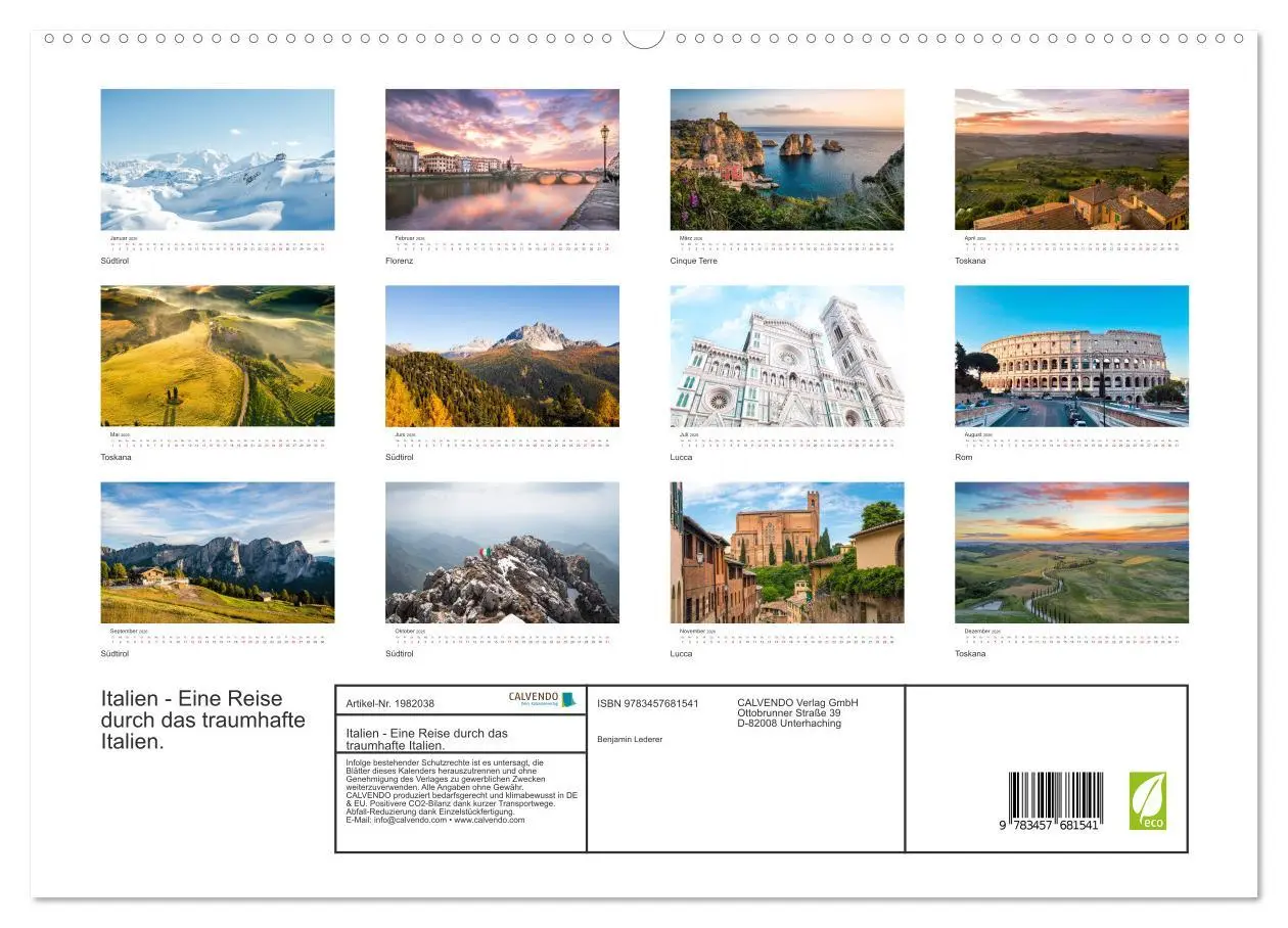 Bild: 9783457681541 | Italien - Eine Reise durch das traumhafte Italien. (Wandkalender...