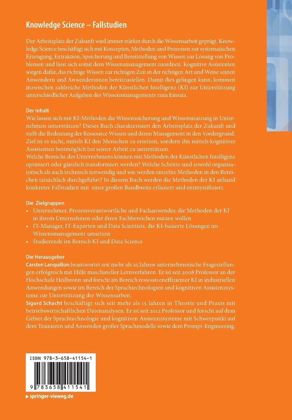 Rückseite: 9783658411541 | Knowledge Science - Fallstudien | Sigurd Schacht (u. a.) | Taschenbuch