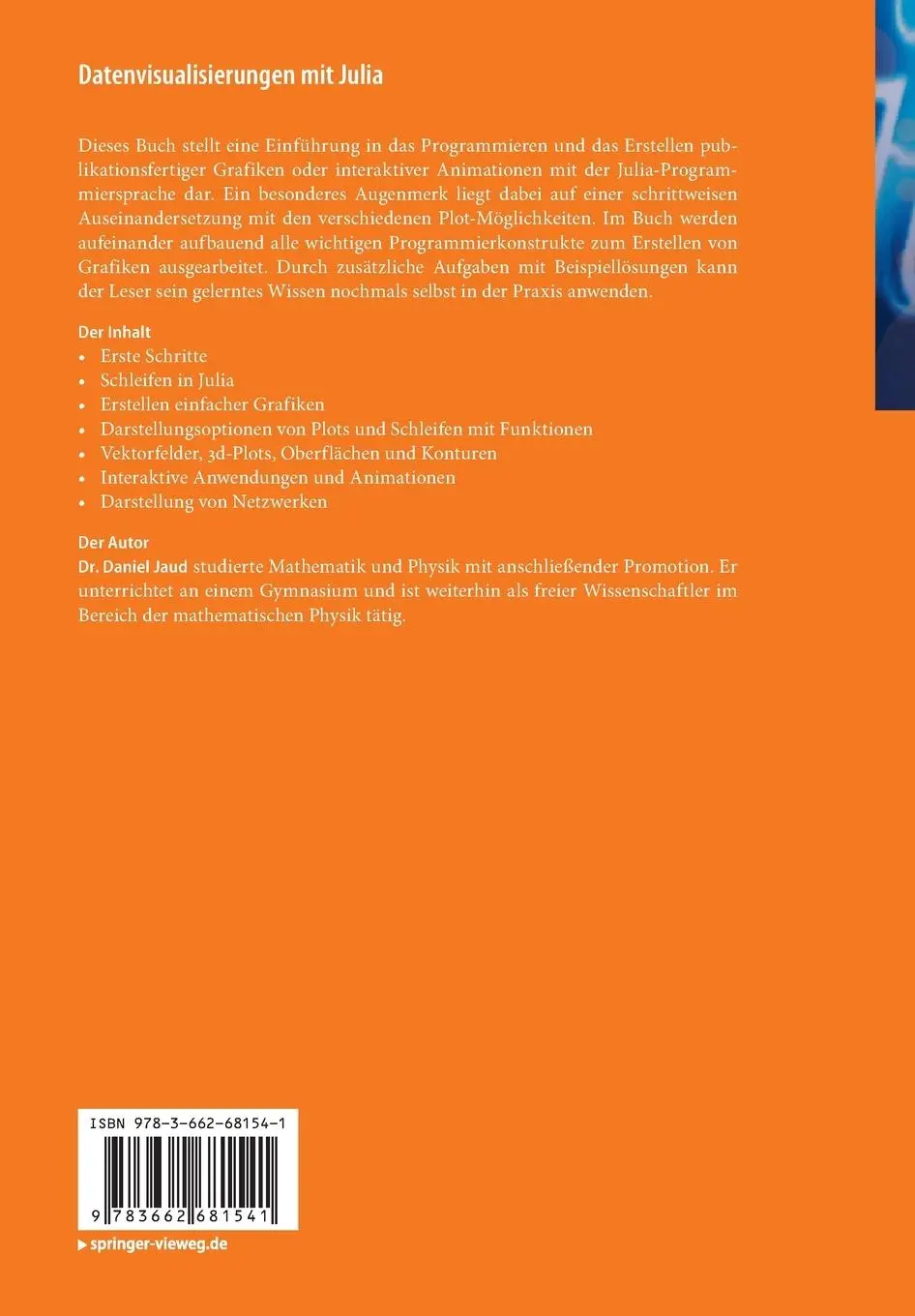 Rückseite: 9783662681541 | Datenvisualisierungen mit Julia | Daniel Jaud | Taschenbuch | x | 2024