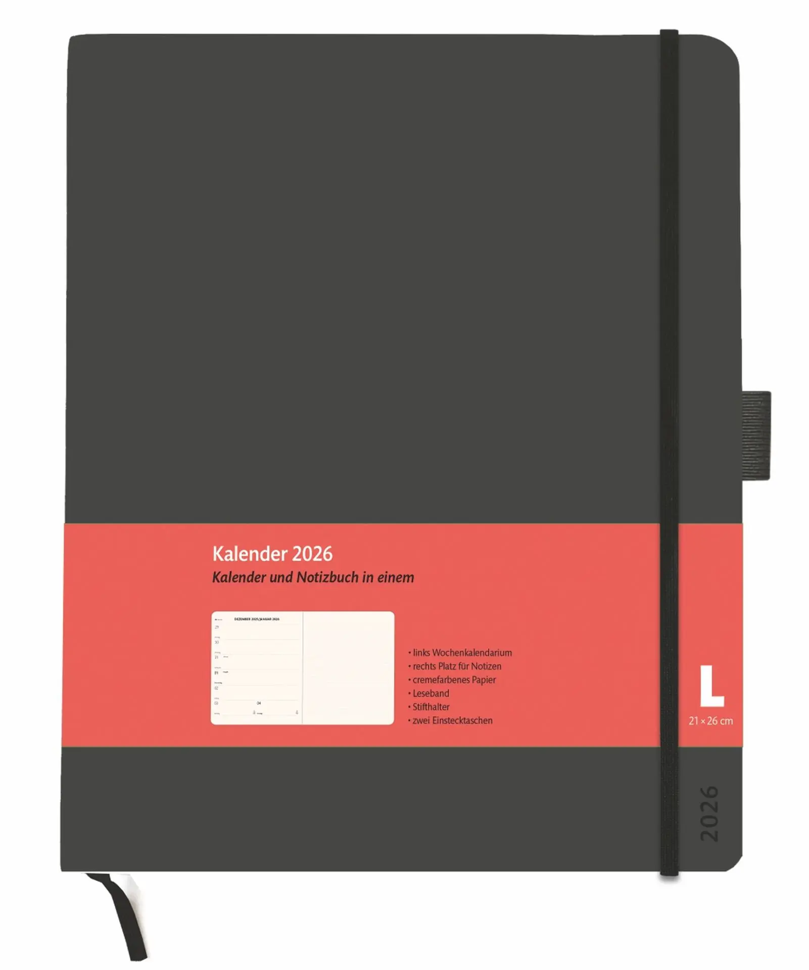 Cover: 9783756411641 | Kombitimer schwarz groß 2026 | Heye | Kalender | Bürokalender Heye