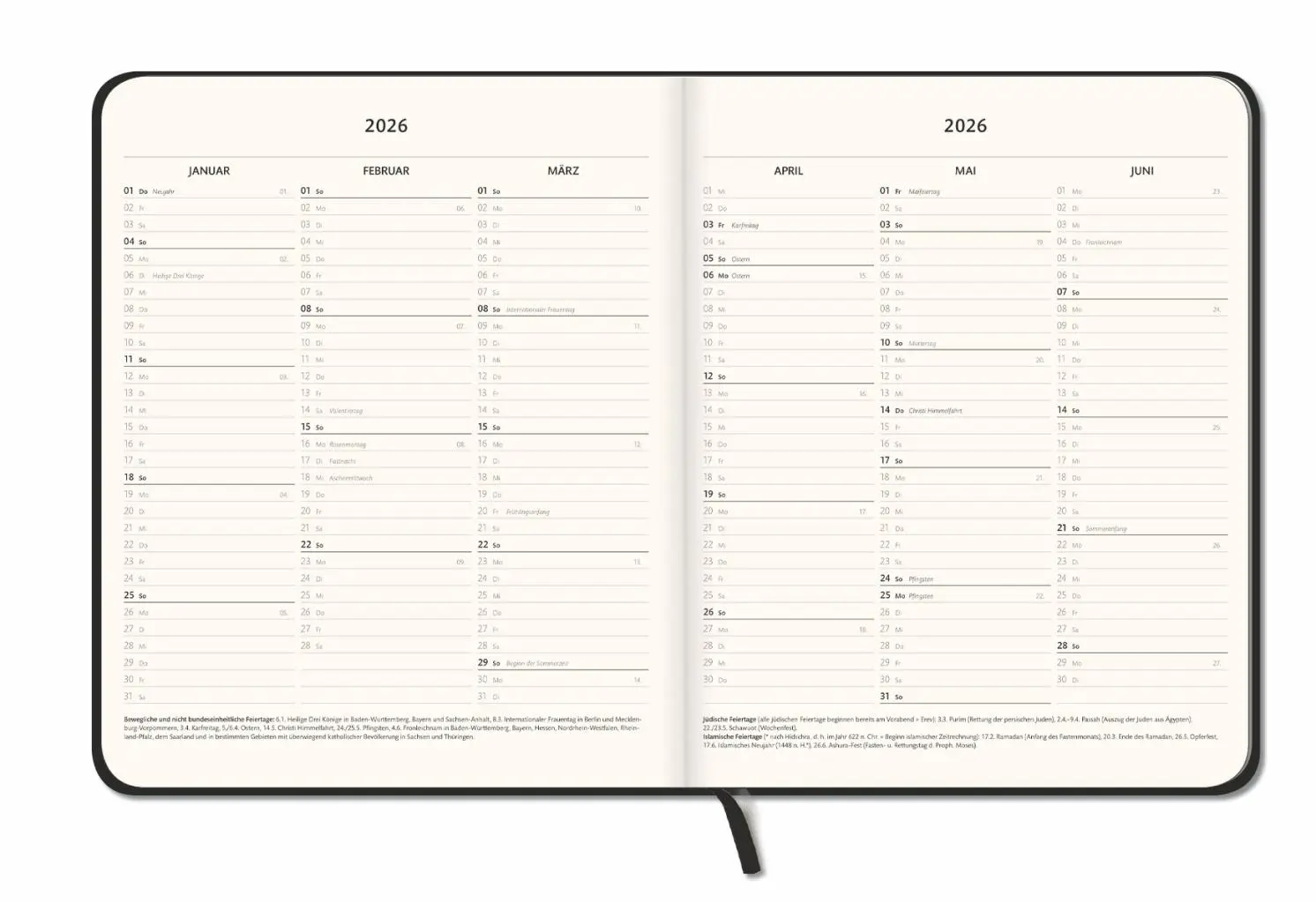 Bild: 9783756411641 | Kombitimer schwarz groß 2026 | Heye | Kalender | Bürokalender Heye
