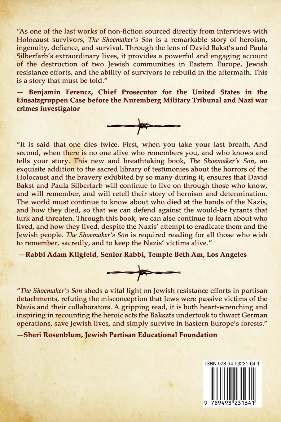 Rückseite: 9789493231641 | The Shoemaker's Son: The Life of a Holocaust Resister | Bakst | Buch