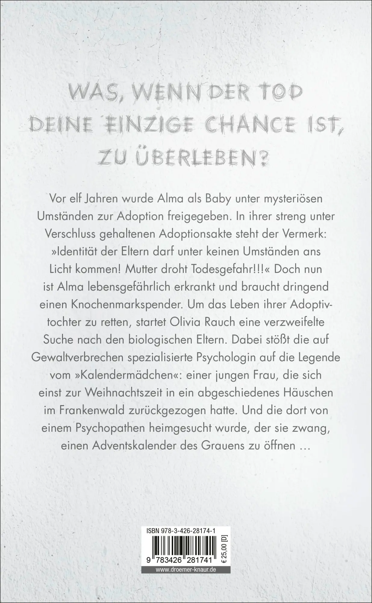 Rückseite: 9783426281741 | Das Kalendermädchen | Thriller | Sebastian Fitzek | Buch | 400 S.