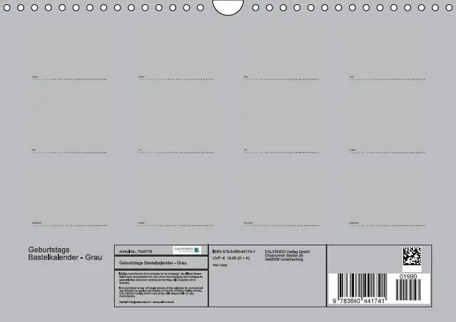 Bild: 9783660441741 | Geburtstags - Bastelkalender - Grau (Wandkalender immerwährend DIN...