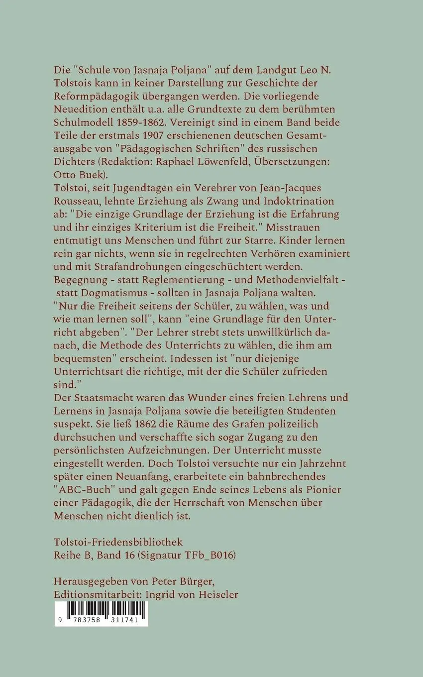 Rückseite: 9783758311741 | Pädagogische Schriften | Leo N. Tolstoi | Taschenbuch | Paperback