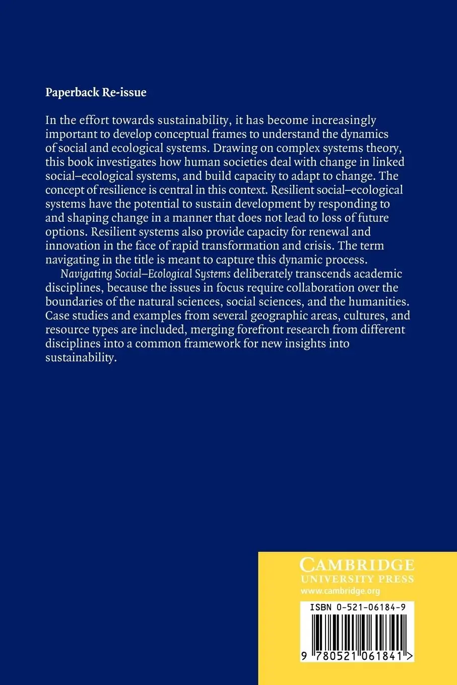 Rückseite: 9780521061841 | Navigating Social-Ecological Systems | Fikret Berkes (u. a.) | Buch