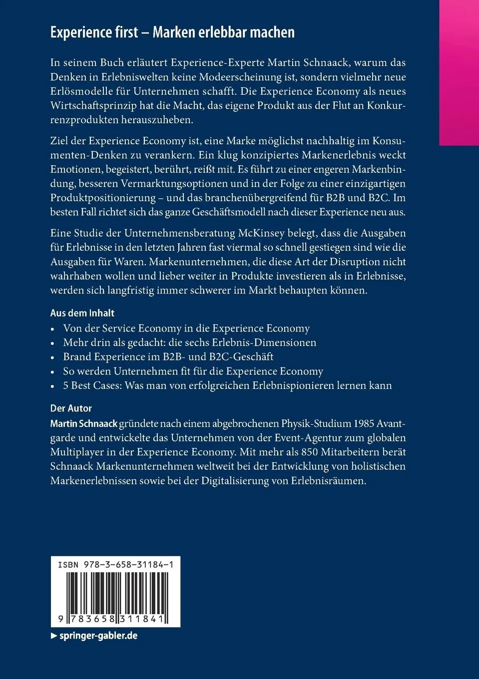 Rückseite: 9783658311841 | Experience first - Marken erlebbar machen | Martin Schnaack | Buch