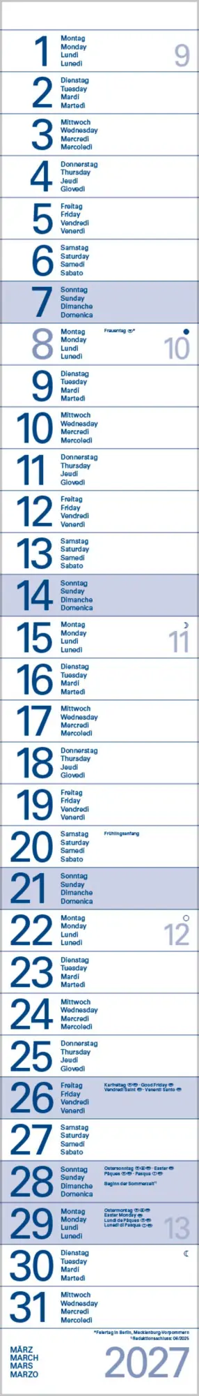 Bild: 9783819301841 | Streifentimer 2027 | Verlag Korsch | Kalender | Spiralbindung | 12 S.