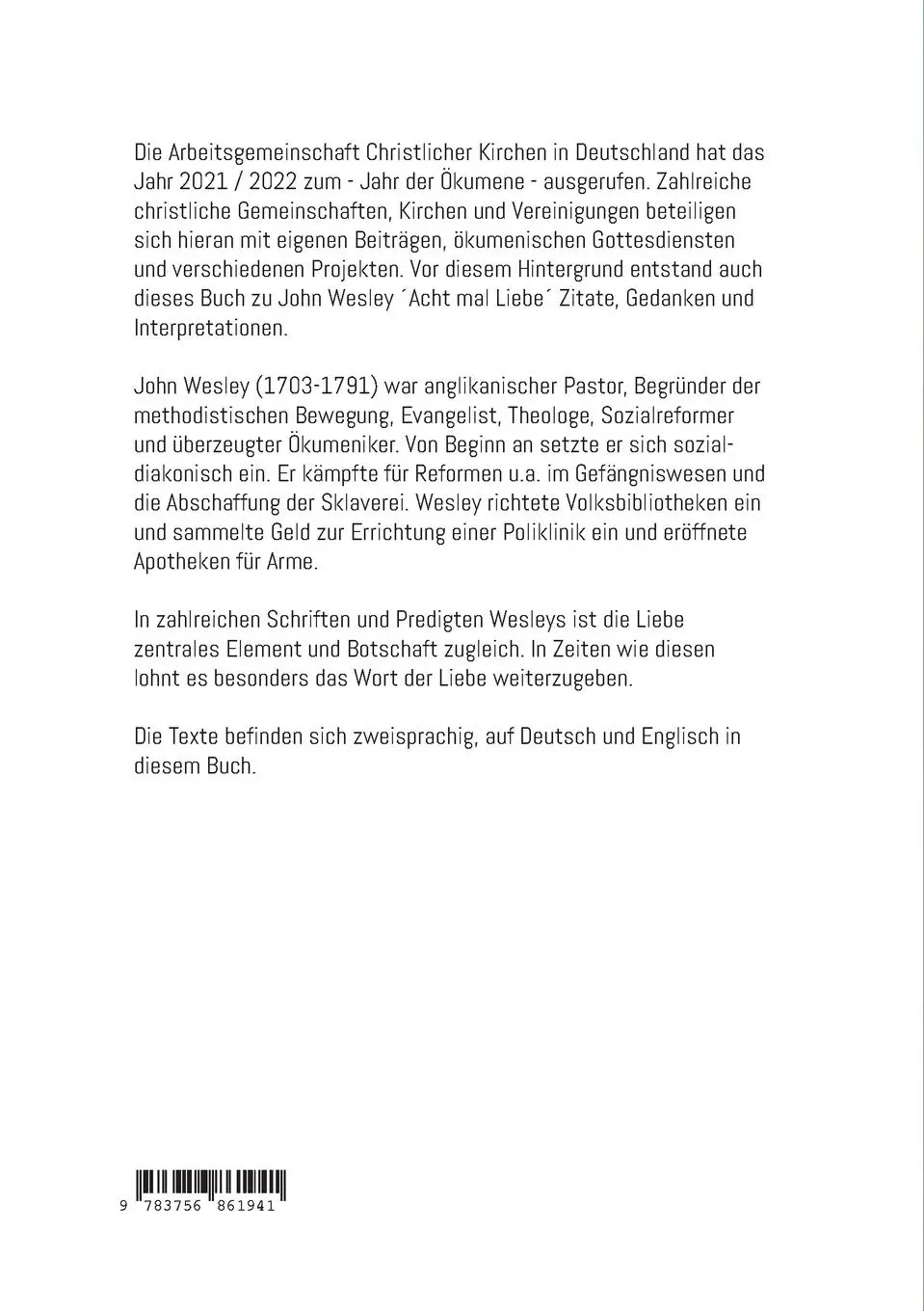 Rückseite: 9783756861941 | John Wesley - Acht mal Liebe | Wolfgang Köhler (u. a.) | Taschenbuch
