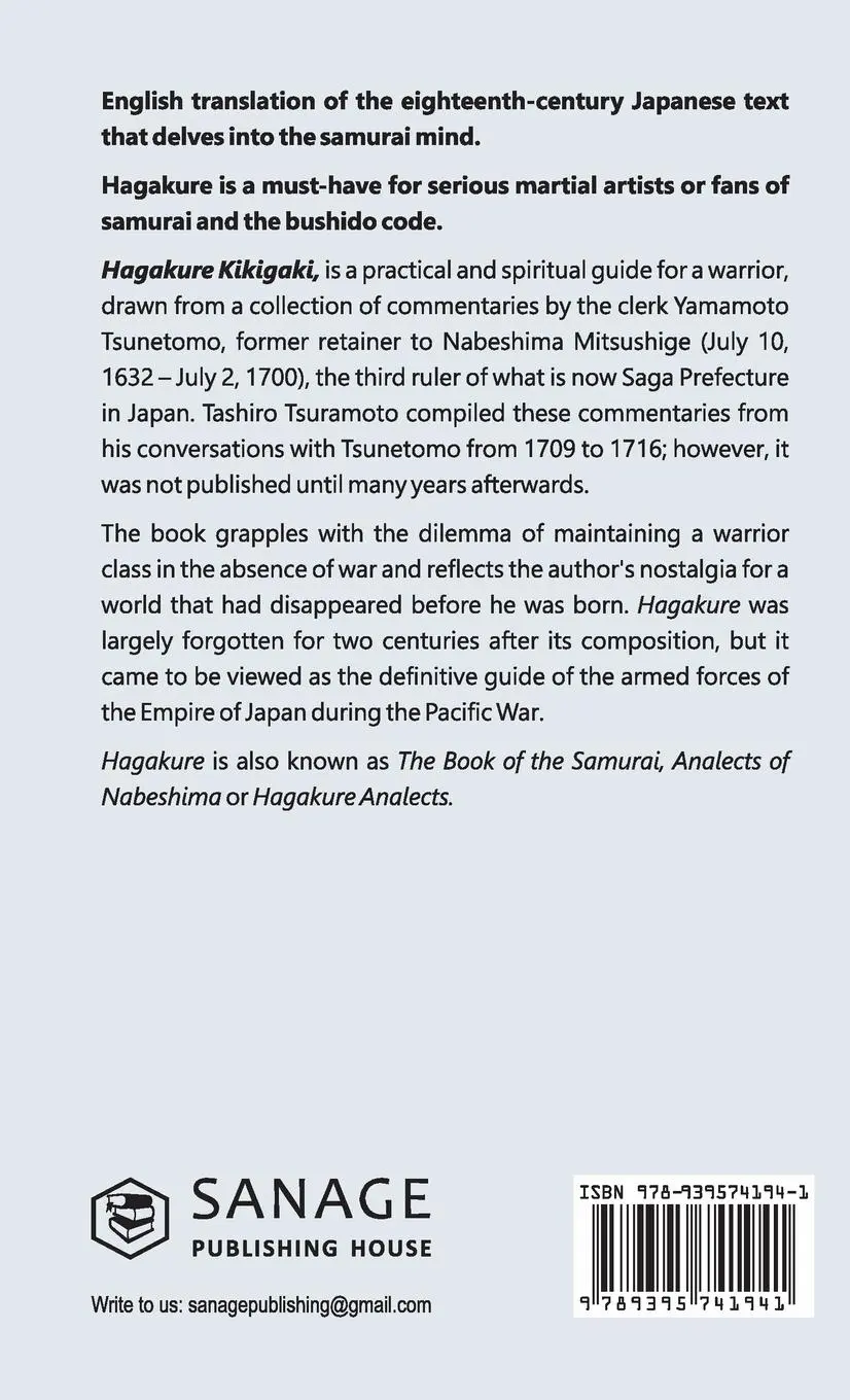 Rückseite: 9789395741941 | Hagakure | The Book of the Samurai | Yamamoto Tsunetomo | Buch | 2022