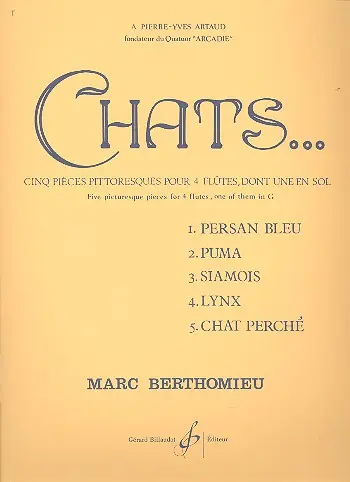 Cover: 9790043011941 | Chats | Marc Berthomieu | Partitur + Stimmen | Gerard Billaudot