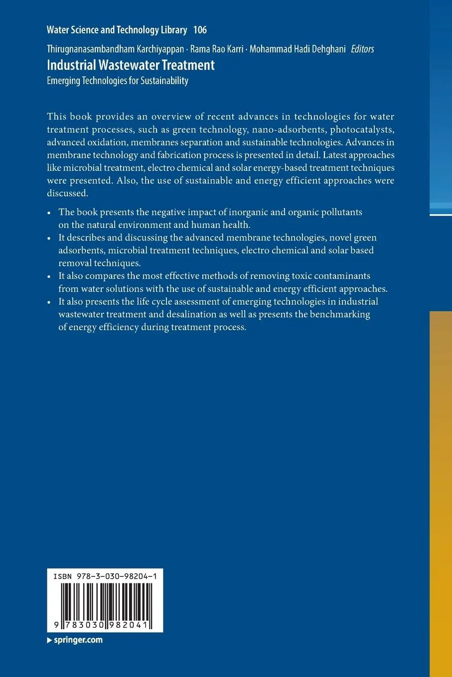 Rückseite: 9783030982041 | Industrial Wastewater Treatment | Karchiyappan (u. a.) | Taschenbuch