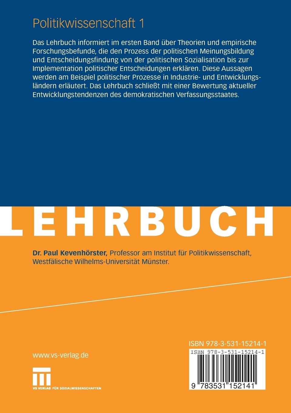 Rückseite: 9783531152141 | Politikwissenschaft | Paul Kevenhörster | Taschenbuch | iv | Deutsch