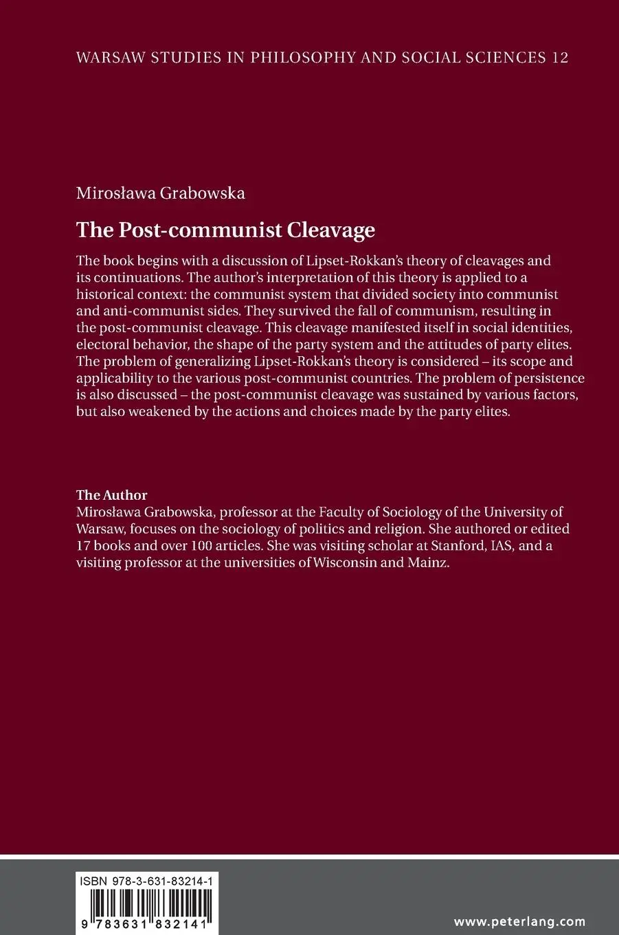 Rückseite: 9783631832141 | The Post-communist Cleavage. | Miros¿awa Grabowska | Buch | Gebunden