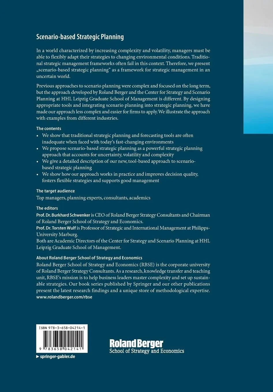 Rückseite: 9783658042141 | Scenario-based Strategic Planning | Burkhard Schwenker (u. a.) | Buch