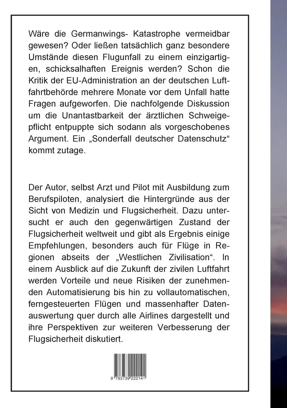 Rückseite: 9783739222141 | Sonderfall Germanwings? | Fliegen ist sicher ... aber | Michael Anders