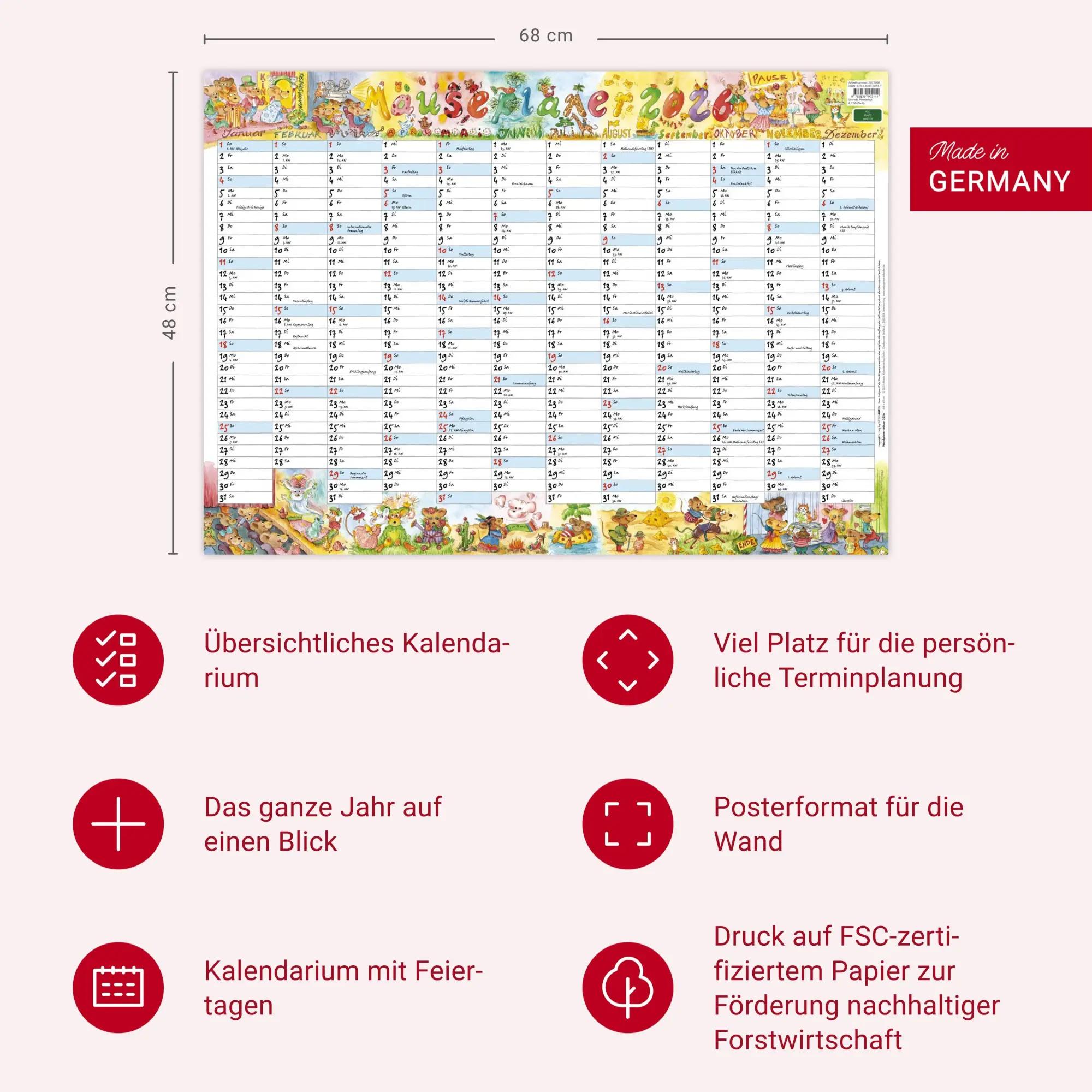 Bild: 9783839902141 | Wandplaner Wilde Mäuse 2026 | Monika Broeske-Haas | Kalender | LOSEBL