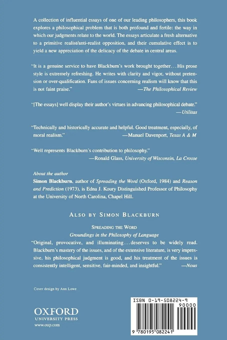 Rückseite: 9780195082241 | Essays in Quasi-Realism | Simon Blackburn | Taschenbuch | Englisch