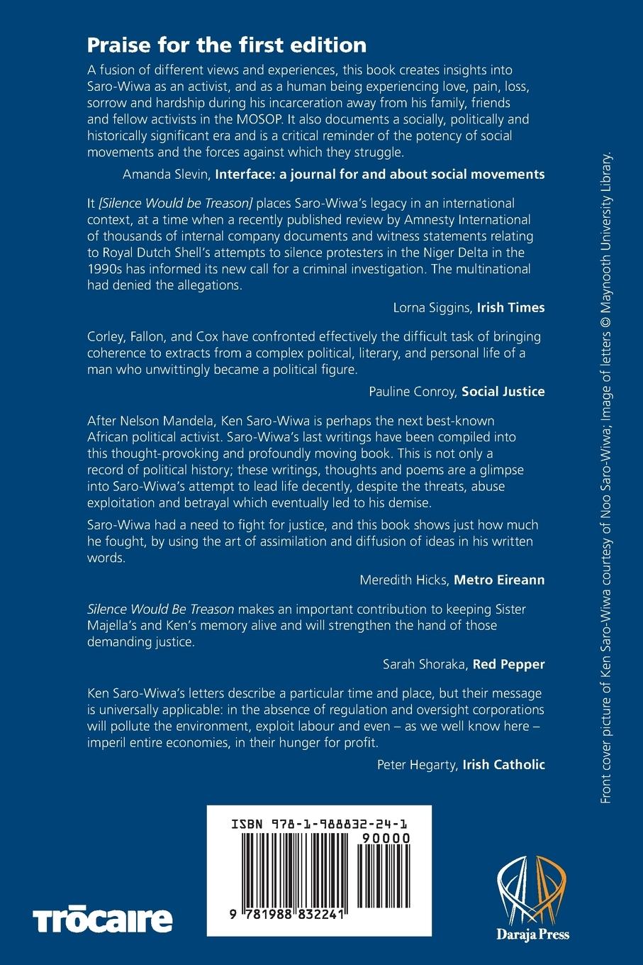 Rückseite: 9781988832241 | Silence Would be Treason | The Last Writings of Ken Saro-Wiwa | Buch