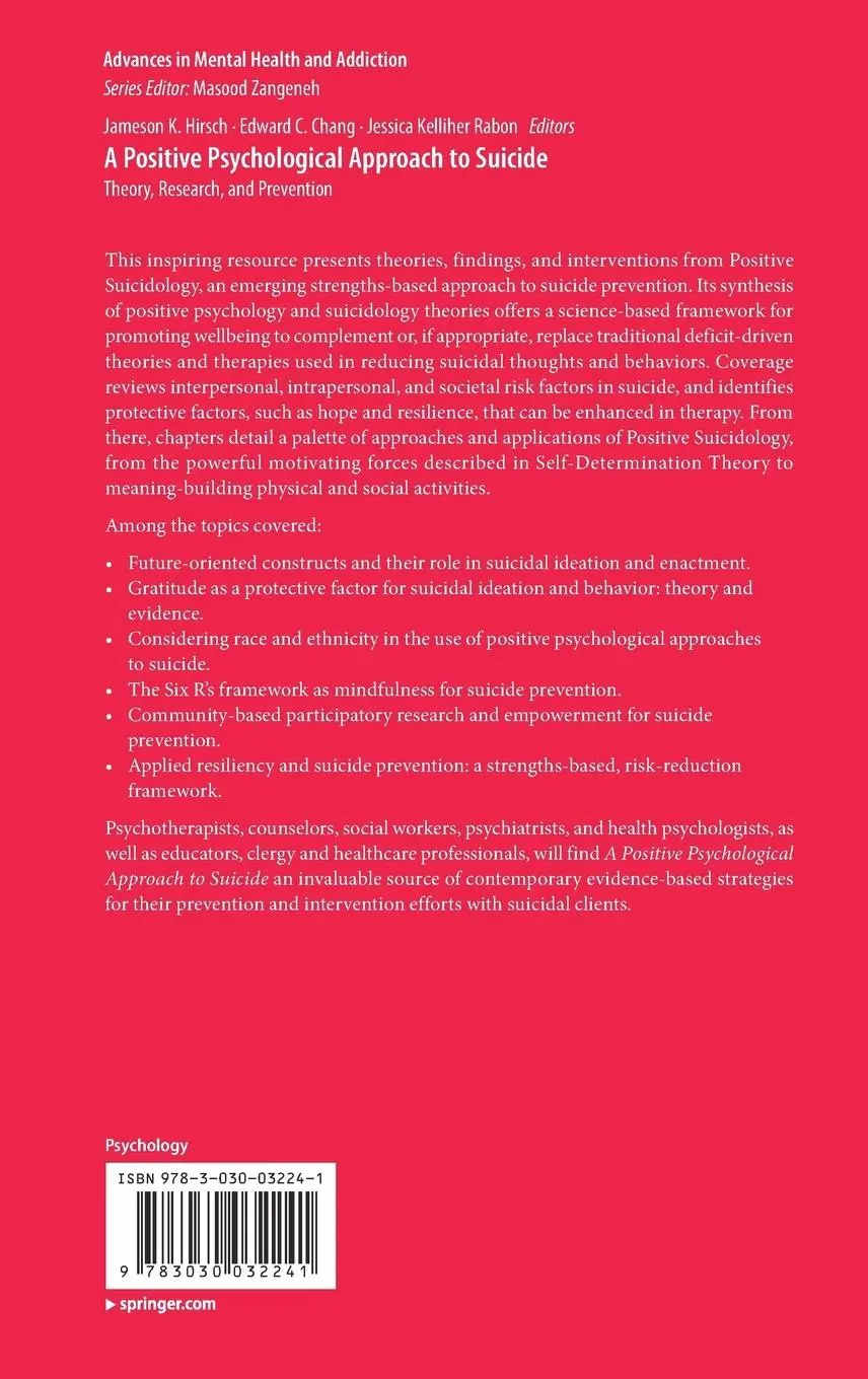 Rückseite: 9783030032241 | A Positive Psychological Approach to Suicide | Hirsch (u. a.) | Buch