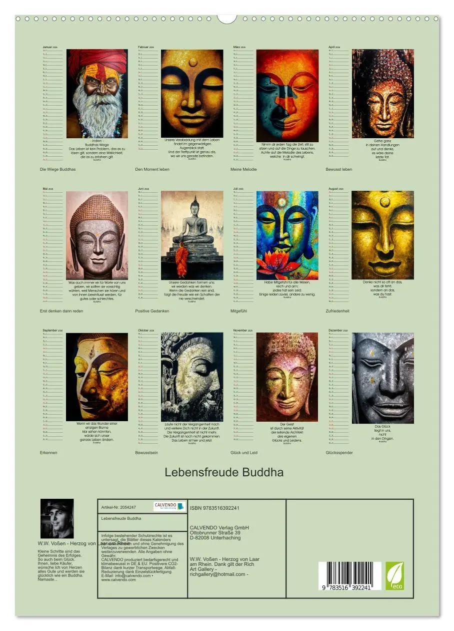 Bild: 9783516392241 | Lebensfreude Buddha (hochwertiger Premium Wandkalender 2026 DIN A2...