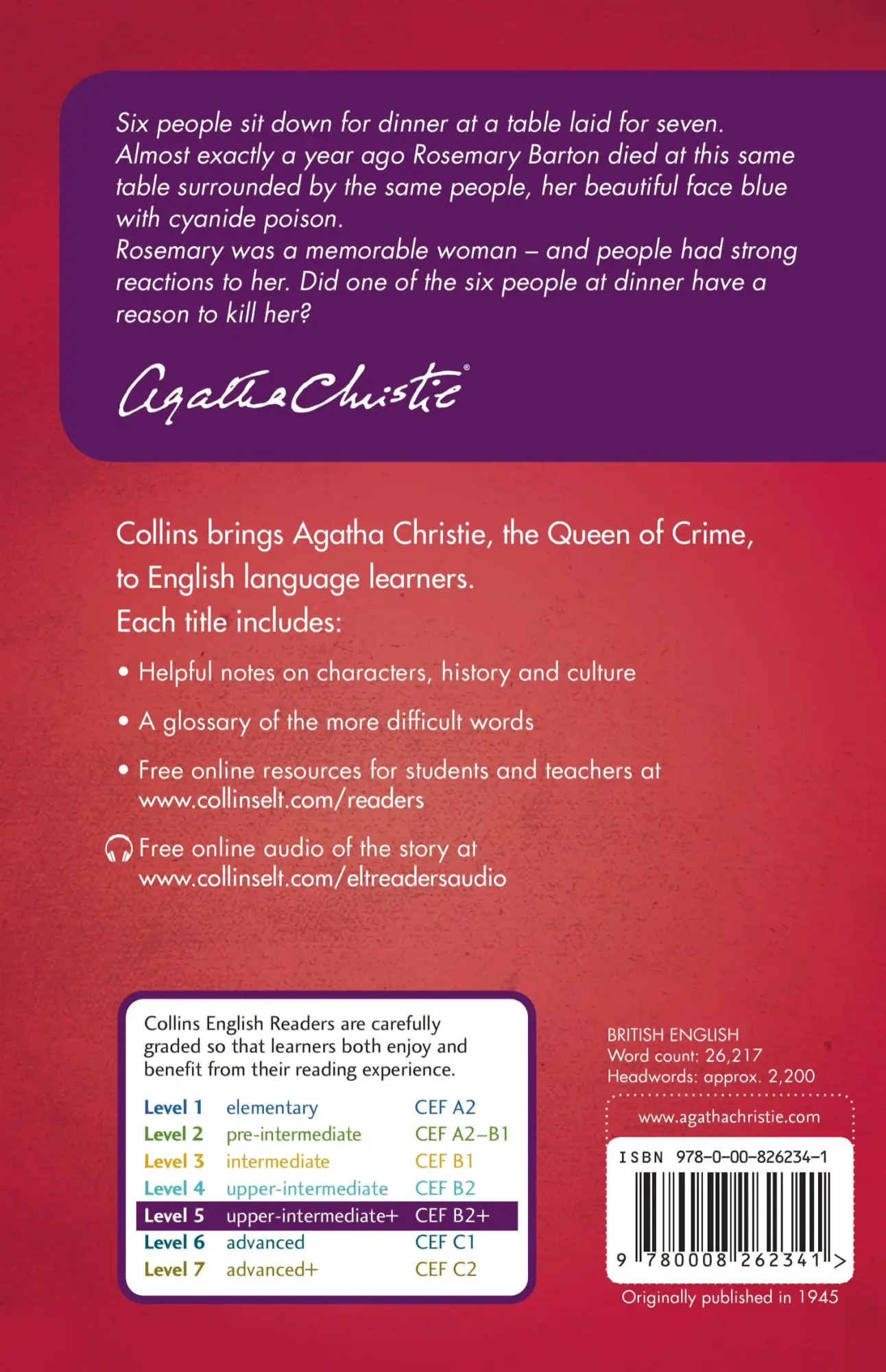 Rückseite: 9780008262341 | Sparkling Cyanide | B2+ Level 5 | Agatha Christie | Taschenbuch | 2017
