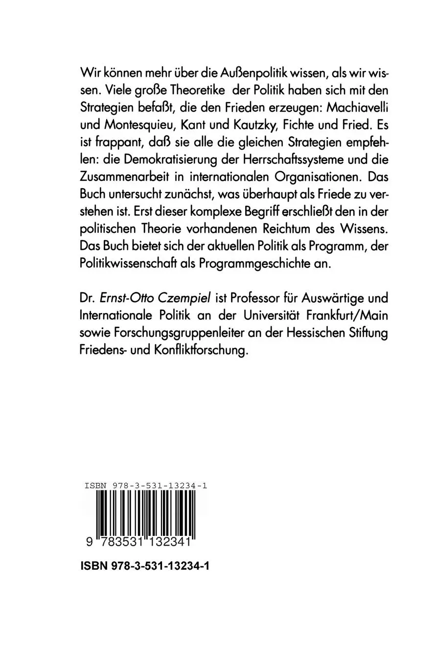 Rückseite: 9783531132341 | Friedensstrategien | Ernst-Otto Czempiel | Taschenbuch | 320 S. | 1998
