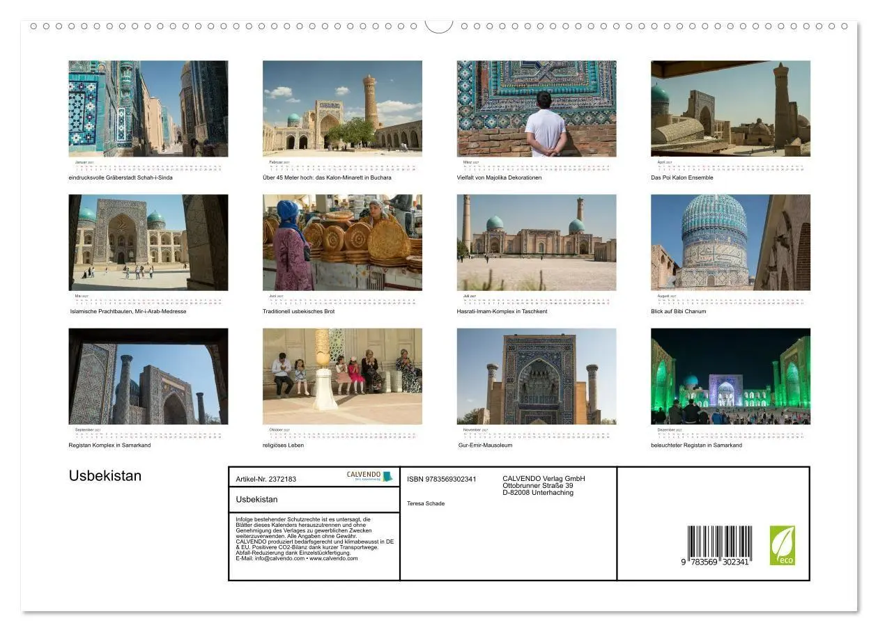 Bild: 9783569302341 | Usbekistan (hochwertiger Premium Wandkalender 2027 DIN A2 quer),...