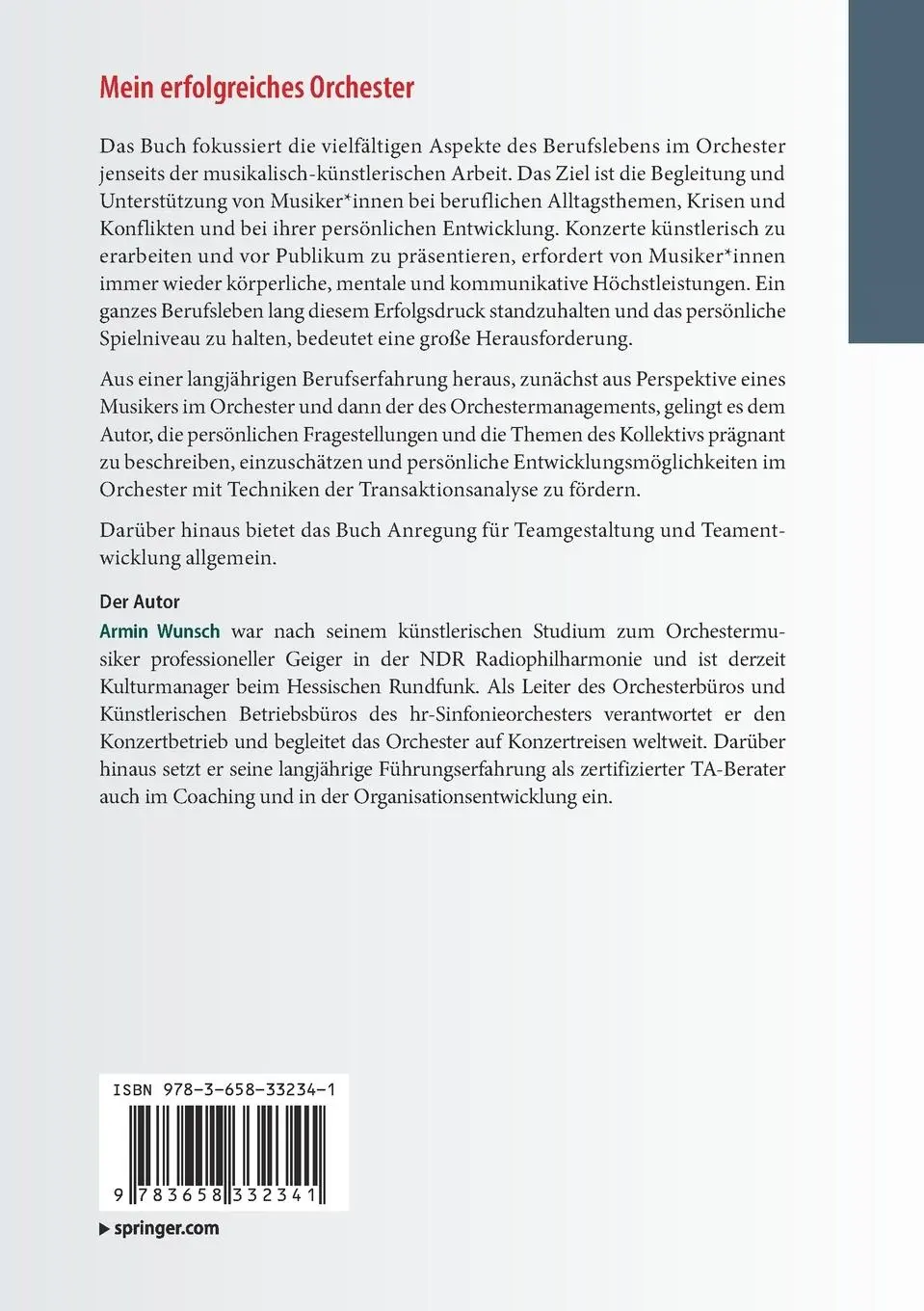 Rückseite: 9783658332341 | Mein erfolgreiches Orchester | Armin Wunsch | Taschenbuch | Paperback
