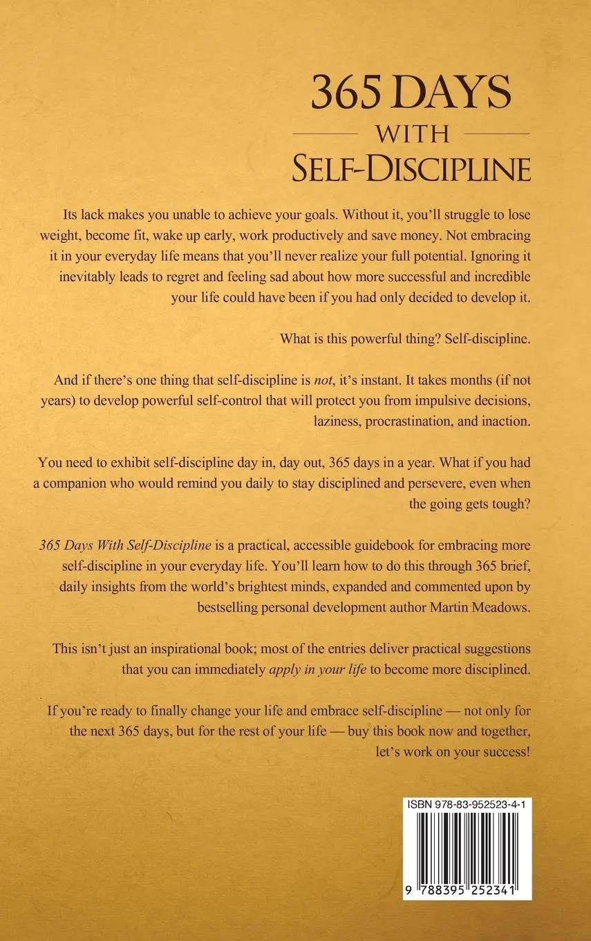 Rückseite: 9788395252341 | 365 Days With Self-Discipline | Martin Meadows | Buch | Gebunden
